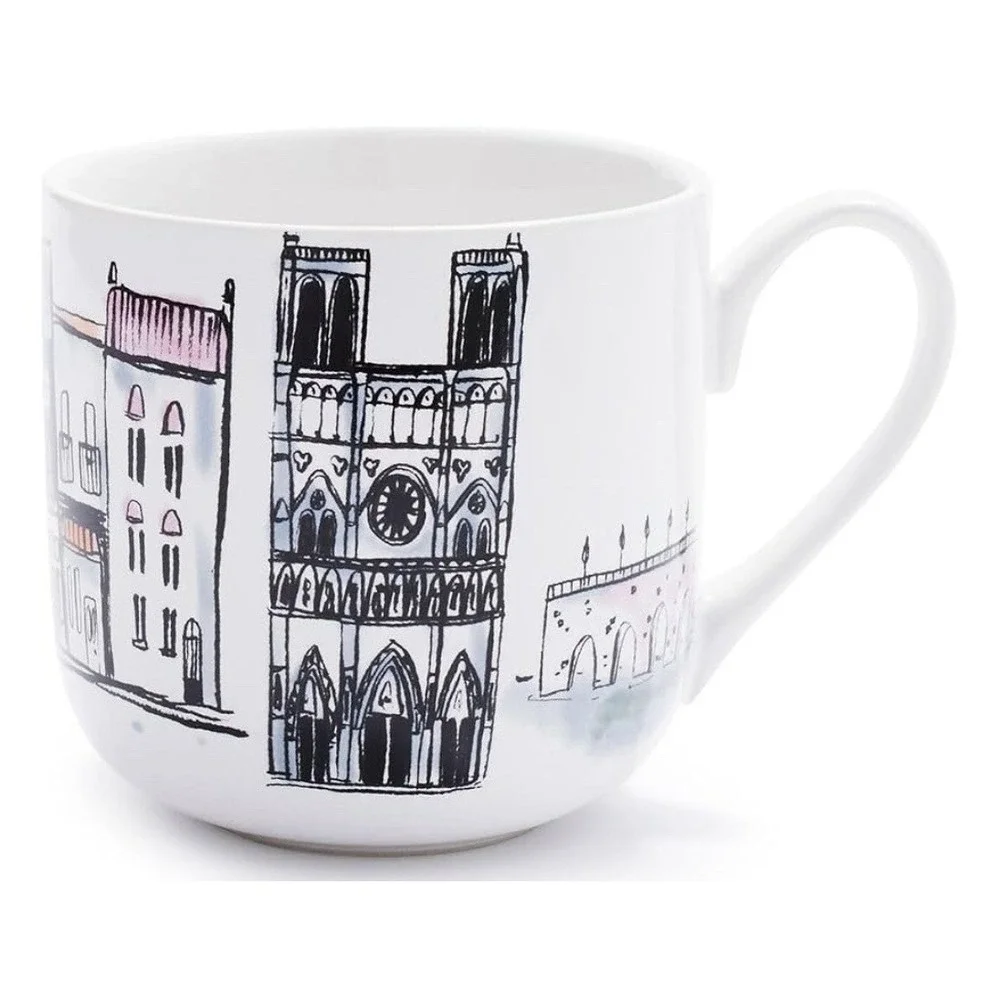 Sur La Table Notre Dame Cityscape Paris France Icon Illustration Coffee Mug 15oz